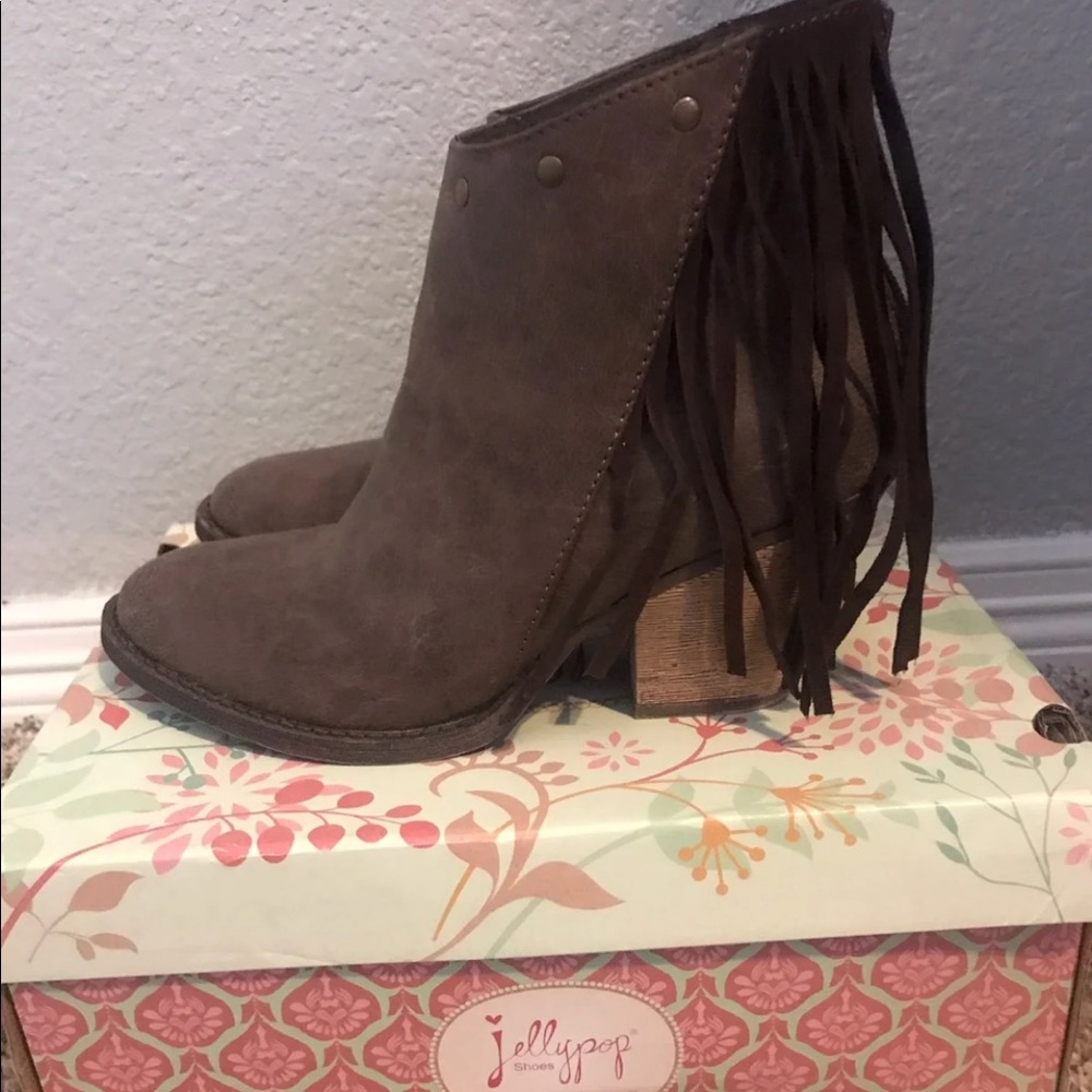Jellypop Brown Fringe Booties